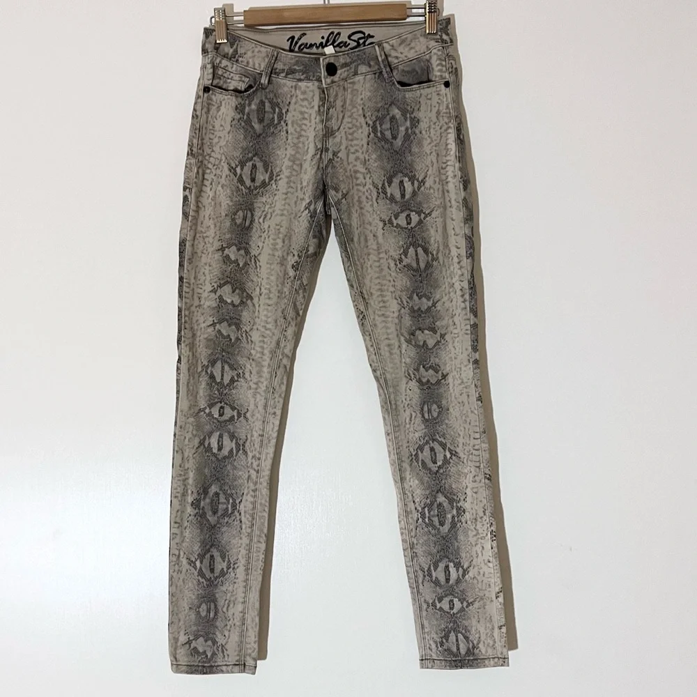 Vanilla Star Python Effect Skinny Jeans Sz 7 - Picture 1 of 4